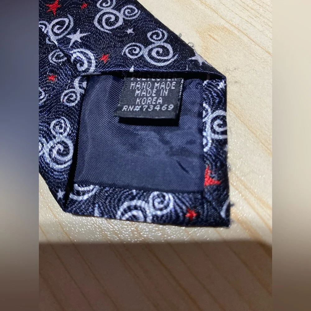 Disney Black Tie with Red and White Swirls